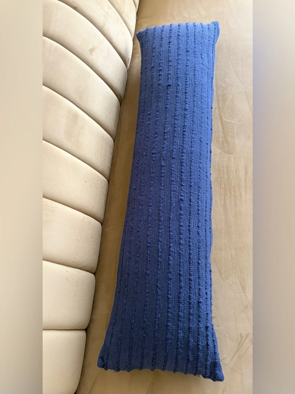 Williams Sonoma 12x48 Navy Blue Lumbar Pillow with Synthetic Down Insert